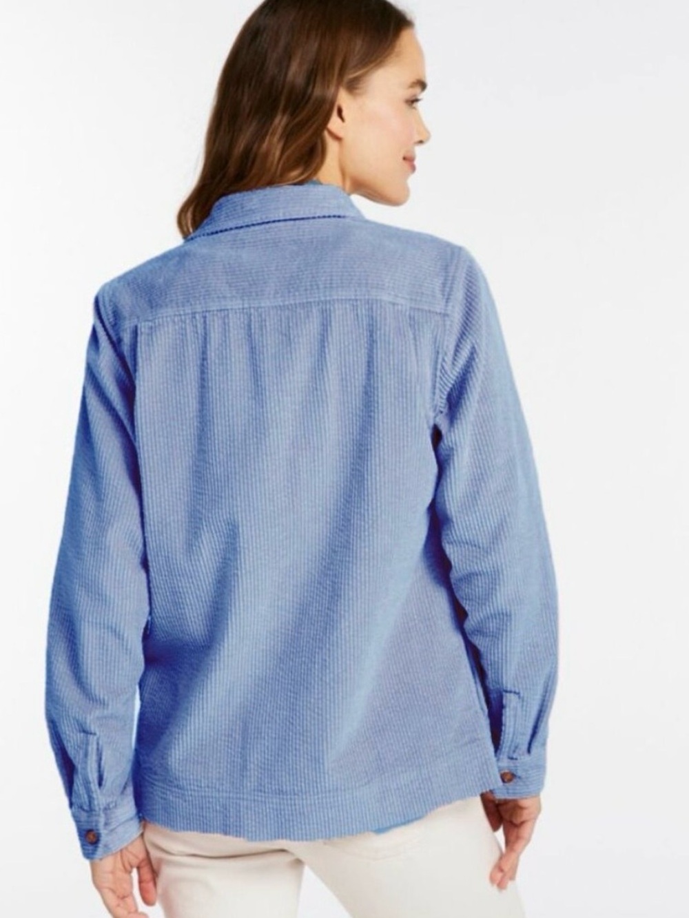 L.L. Bean Light Blue Corduroy Button-Down Shirt - Picture 2 of 12